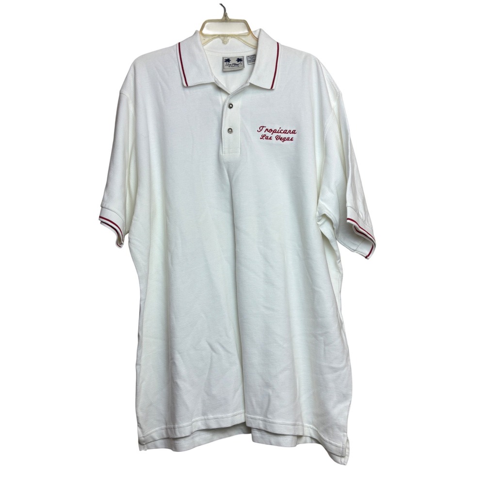 Vintage Tropicana Las Vegas Polo Shirt Mens‎ 2XL USA White Cotton 90s Casino